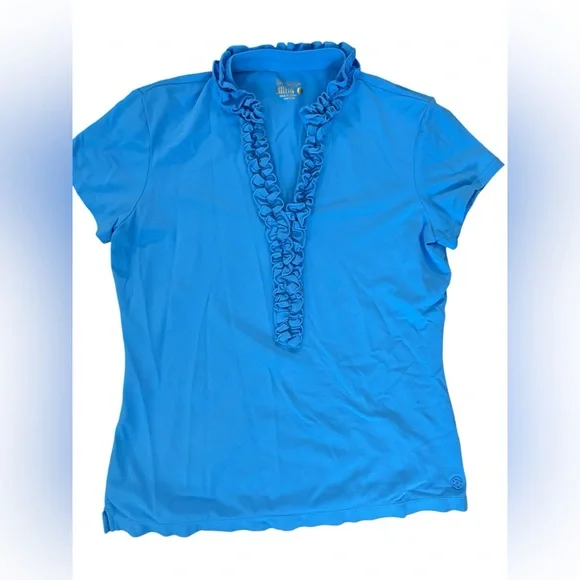 Blue Lilly Pulitzer UPF 50+ Luxletic Frida
Ruffle Polo Top size L - Picture 1 of 3